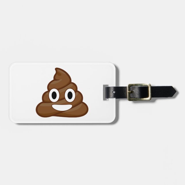 poop emoji luggage tag (Front Horizontal)