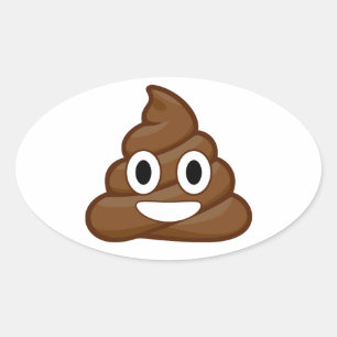 poop emoji oval sticker