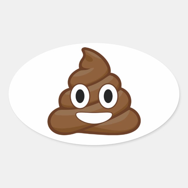 poop emoji oval sticker (Front)