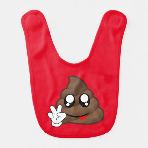 Poop Emoji Peace Sign Hands Bib