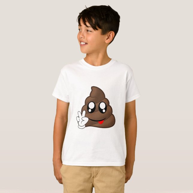 Poop Emoji Peace Sign Hands T-Shirt (Front Full)