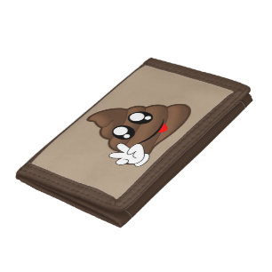 Poop Emoji Peace Sign Hands Tri-fold Wallet