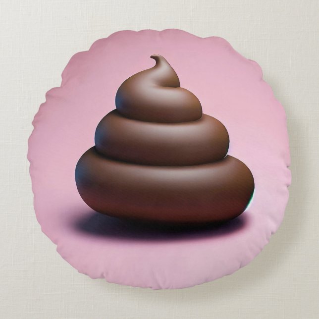Poop Emoji Round Pillow (Front)