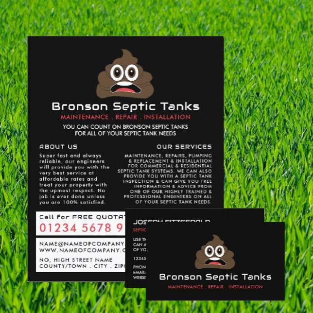 Poop Emoji, Septic Company, Septic Engineer Business Card (Creator Uploaded)