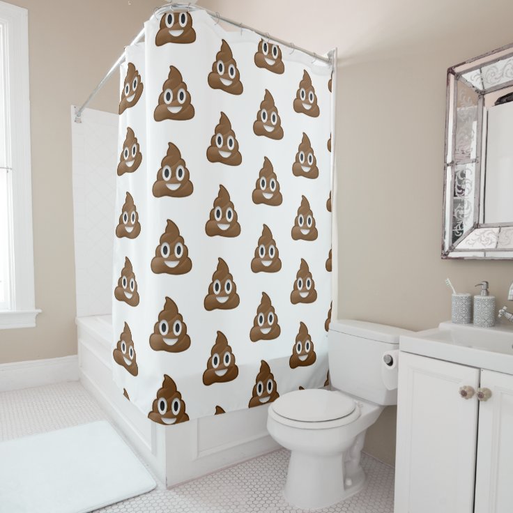 Print Pattern Emoji Poop Bathroom Shower Curtain