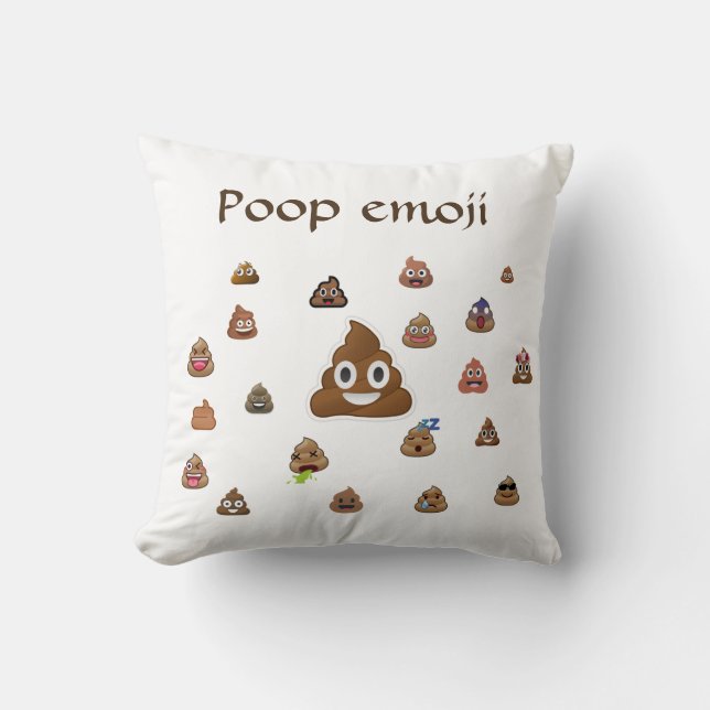 Poop Emoji Throw Pillow (Front)