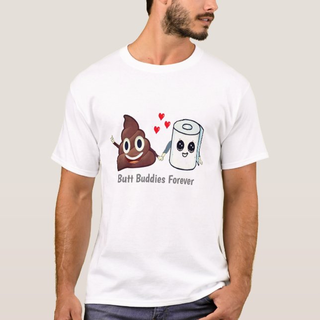 Poop Emoji Toilet Paper BBF Butt Buddies Forever T-Shirt (Front)