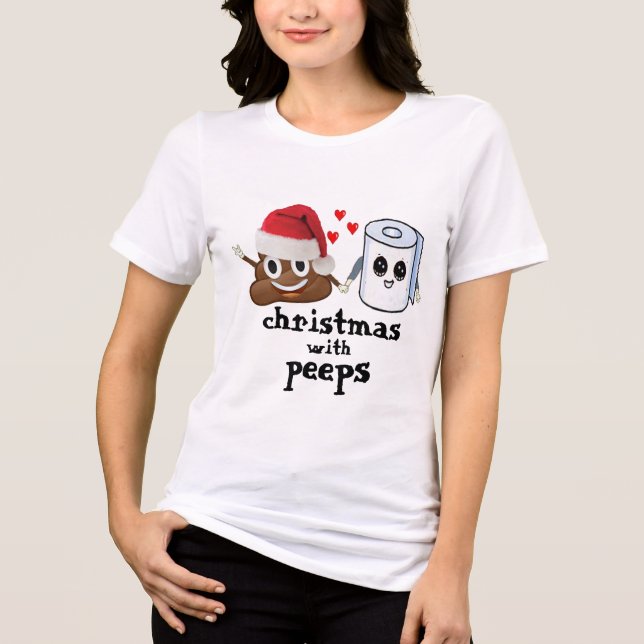 Poop emoji & toilet paper Love, Christmas Humor Tri-Blend Shirt (Front)