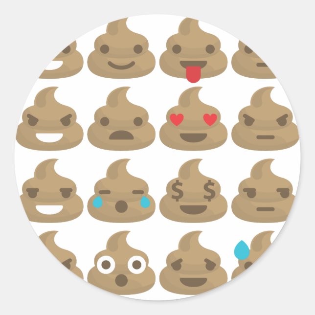 poop emojis classic round sticker (Front)