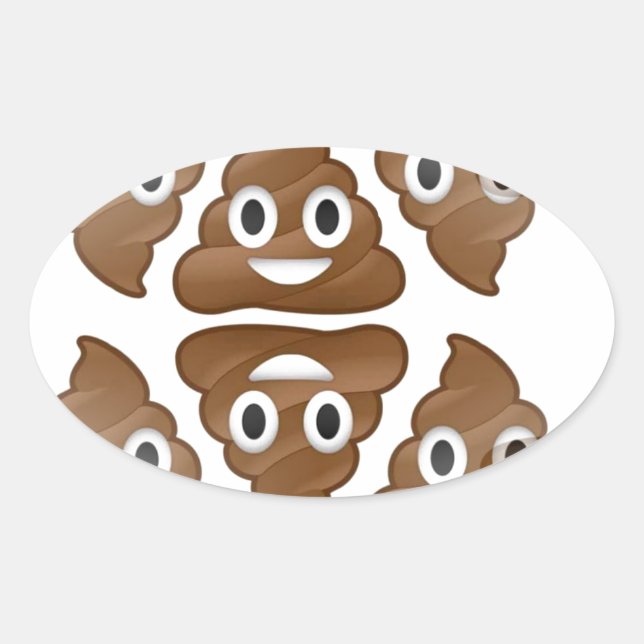 poop emojis oval sticker (Front)