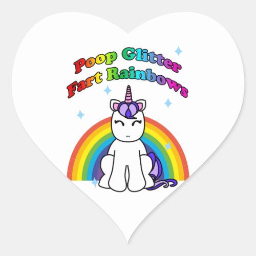 Poop Glitter Fart Rainbows Heart Sticker