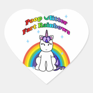 Poop Glitter Fart Rainbows Heart Sticker