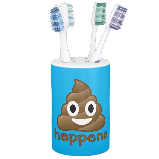 Poop Happens Blue Emoji Bathroom Set (In Situ)