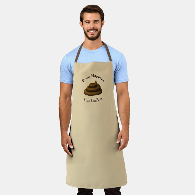"Poop Happens" Customizable Stressful Day Humor Apron (Worn)