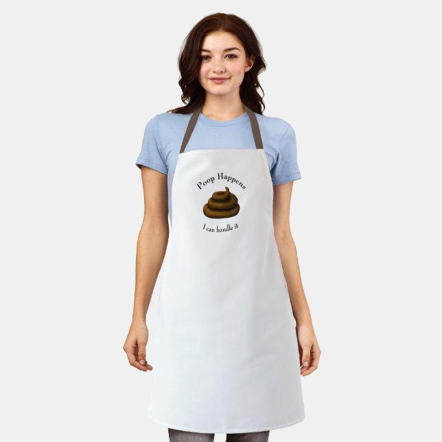 "Poop Happens" Customizable Stressful Day Humor Apron (Worn)