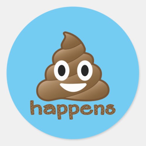 Poop Happens Emoji Classic Round Sticker