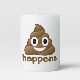 Poop Happens Emoji Pillar Candle