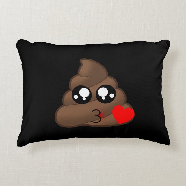 Poop Heart Love Emoji Decorative Pillow (Front)