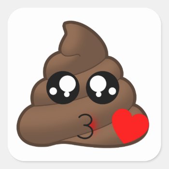 Poop Heart Love Emoji Square Sticker by MishMoshEmoji at Zazzle