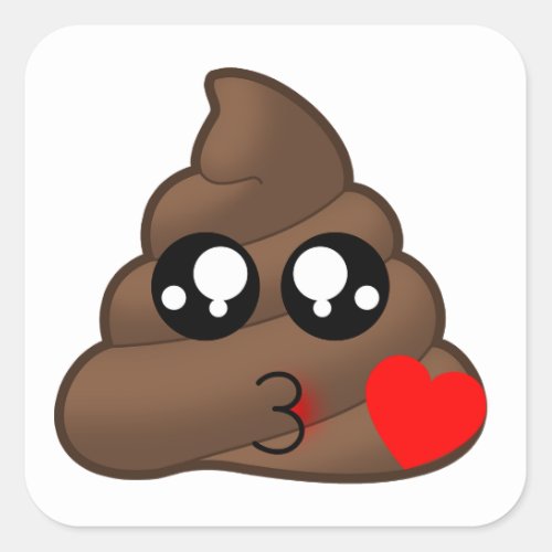 Poop Heart Love Emoji Square Sticker