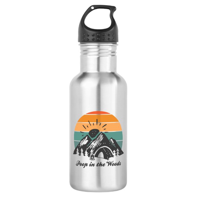Poop In The Woods Stainless Steel Water Bottle (Front)