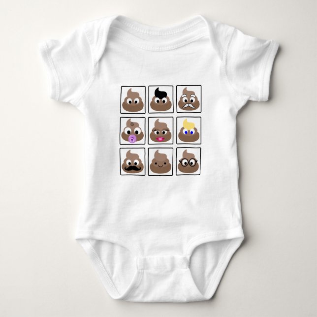 Poop Many Faces Baby Bodysuit (Front)