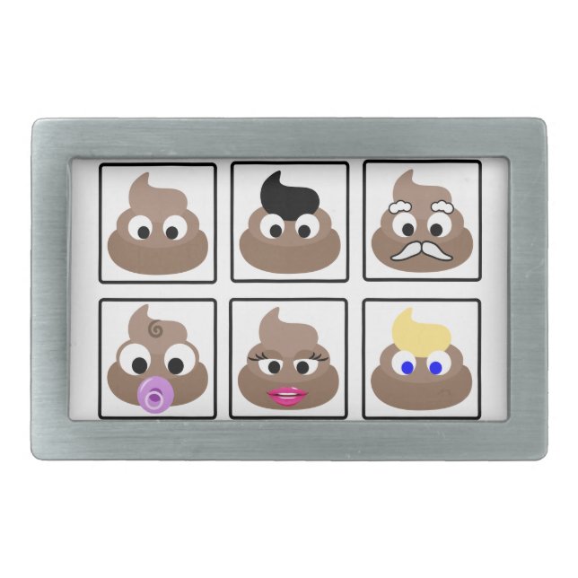 Poop Many Faces Belt Buckle (Front)