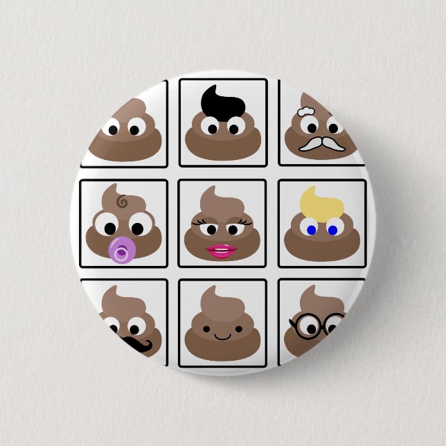 Poop Many Faces Button (Front)