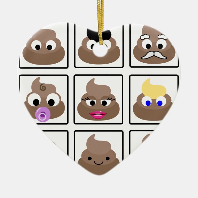 Poop Many Faces Ceramic Ornament (Front)