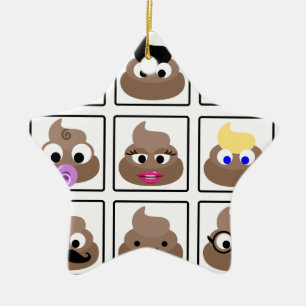 Poop Many Faces Ceramic Ornament