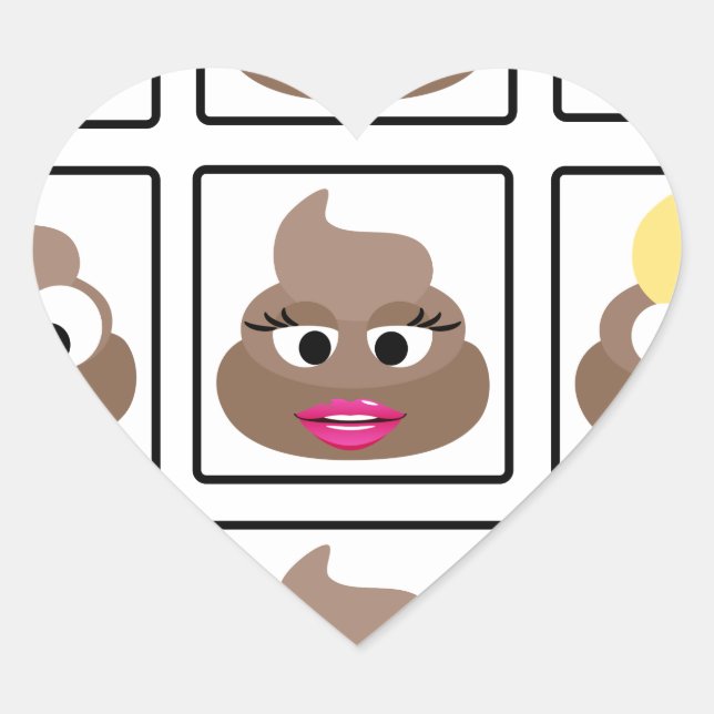 Poop Many Faces Heart Sticker (Front)