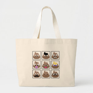 Poop Many Faces Large Tote Bag