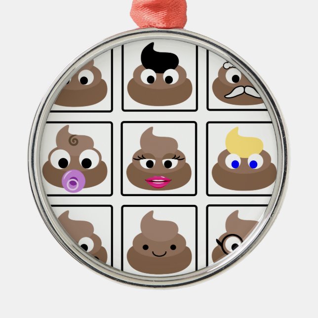 Poop Many Faces Metal Ornament (Front)