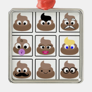 Poop Many Faces Metal Ornament