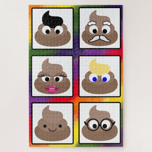 Poop Many Faces Rainbow Backrgound  Jigsaw Puzzle