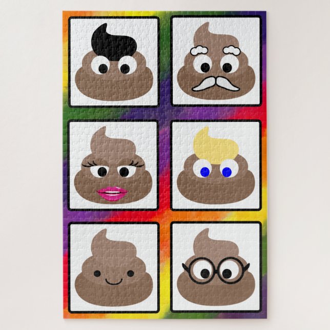 Poop Many Faces Rainbow Backrgound  Jigsaw Puzzle (Vertical)