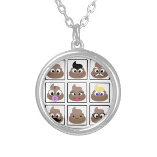 Poop Many Faces Silver Plated Necklace
