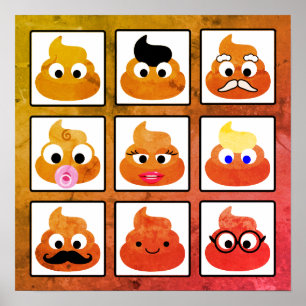 Poop Many Faces Vintage Old Paper Poster
