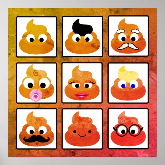 Poop Many Faces Vintage Old Paper Poster (Front)