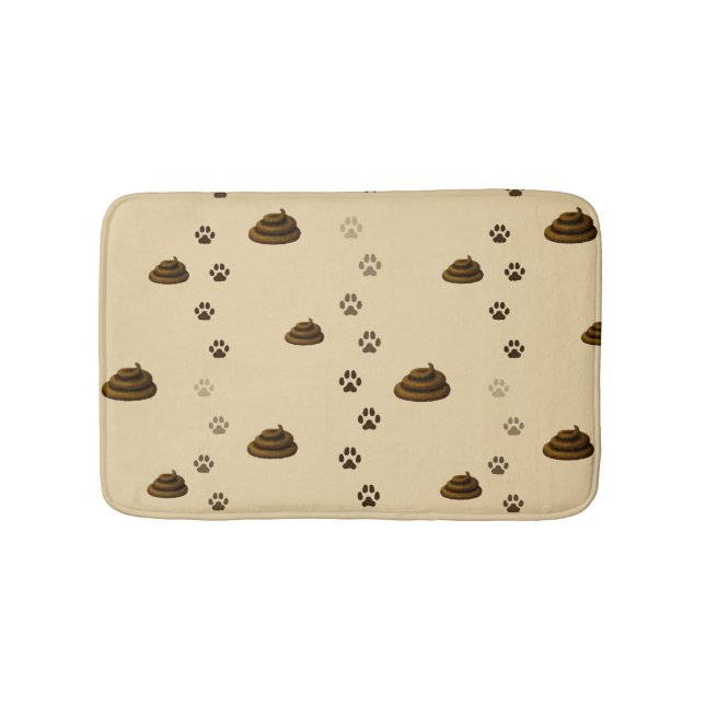 Poop & Paw Prints Cute Messy Pet Owner's Bath Mat (Front)