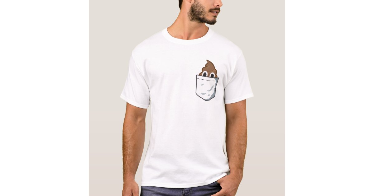 Poop Pocket. Funny emoji T-shirt | Zazzle