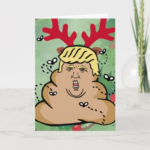 poop reindeer donald trump holiday card