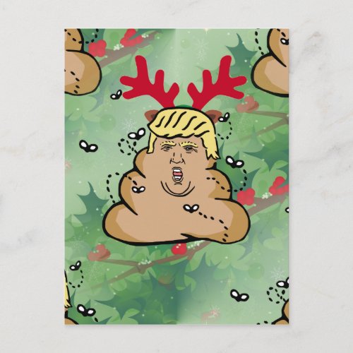 poop reindeer donald trump postcard