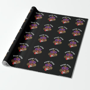 Poop Star Funny Pop Star Pun Dark BG Wrapping Paper