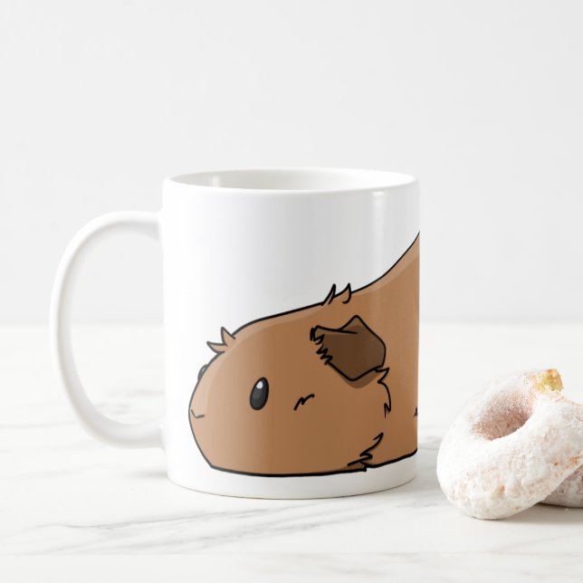 Pooped Pig Cute Red Brown Guinea Pig Coffee Mug (With Donut)