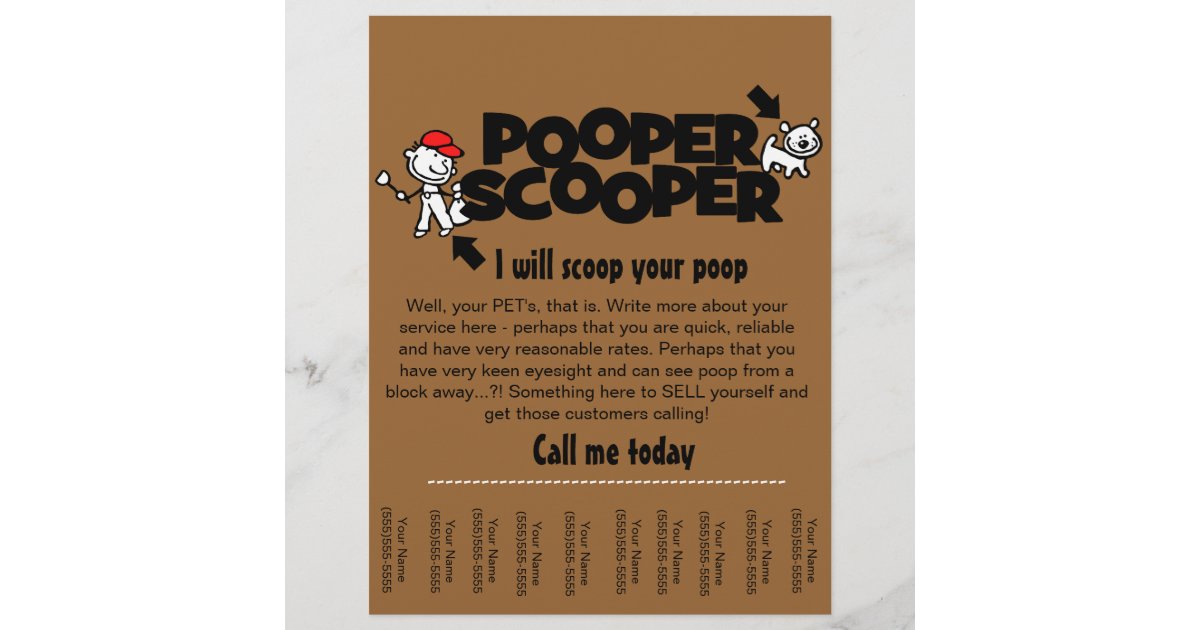 Pooper Scooper business tear sheet flyer Zazzle