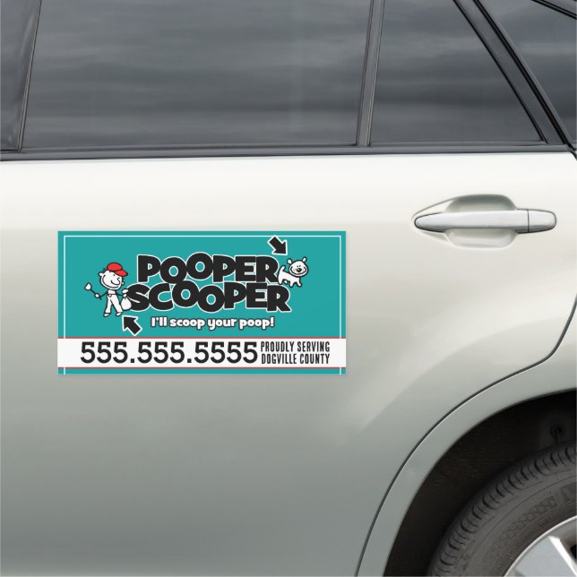 Pooper Scooper Pet Waste Removal Dog Poop Clean Up Car Magnet (In Situ)