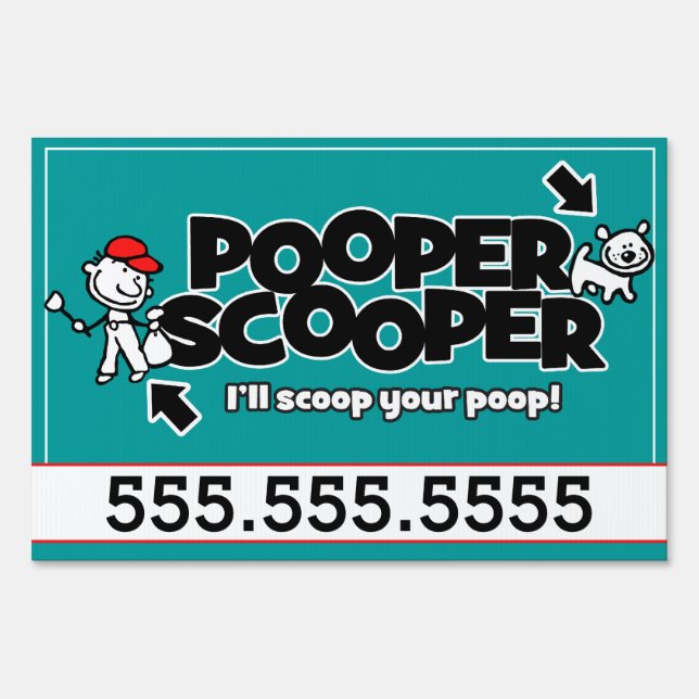 Pooper Scooper Pet Waste Removal Dog Poop Clean Up Sign (Front)