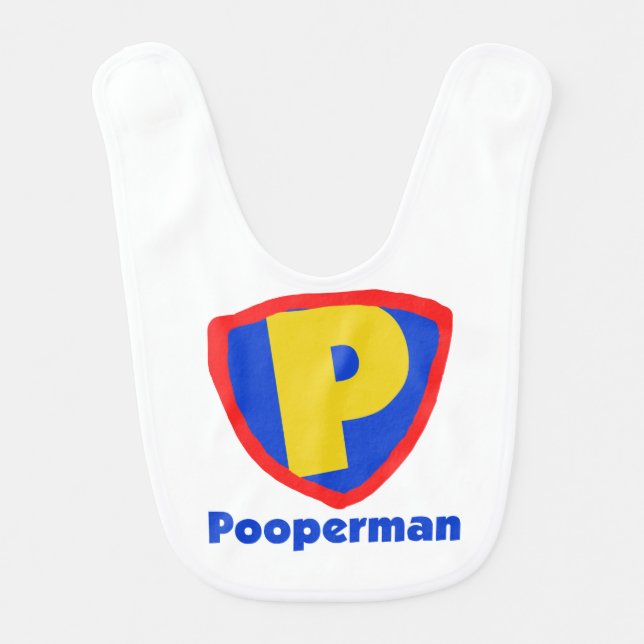 Pooperman Baby Bib (Front)