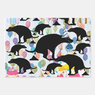 Pooping Birthday Dog Pattern Wrapping Paper Sheets